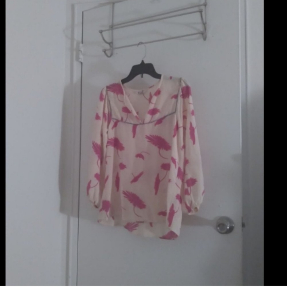 Tucker Womens Printed Silk Blouse Top Sz Small